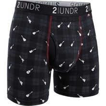 2UNDR Swing Shift Boxer Brief čierne/kockované s gitarami