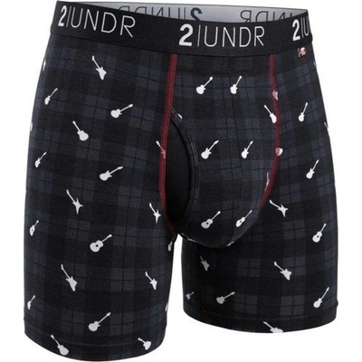 2UNDR Swing Shift Boxer Brief čierne/kockované s gitarami