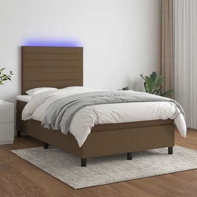 vidaXL 3134948 Boxspring postel s matrací a LED textil / barva tmavě hnědá
