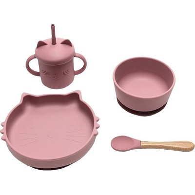 Lorelli Силиконов комплект за хранене Lorelli - 4 части, Deep Pink (10230700002)