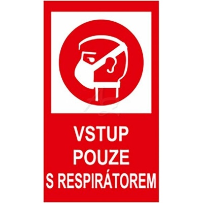 informační samolepka, "VSTUP POUZE S REPIRÁTOREM", 80x135mm