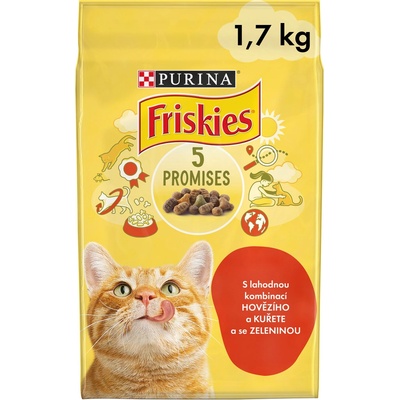 Friskies Granule pro kočky hovězí kuře zelenina 1,7 kg