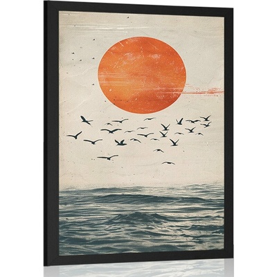 Plakát japandi měsíc nad mořem - 40x60 no frame