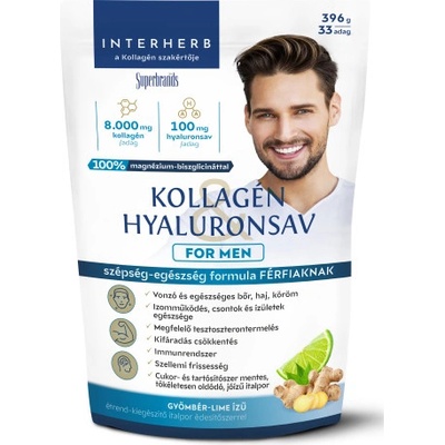 Interherb for Men Prášok kolagén a kyselina hyalurónová pre mužov zázvor a lime 396 g