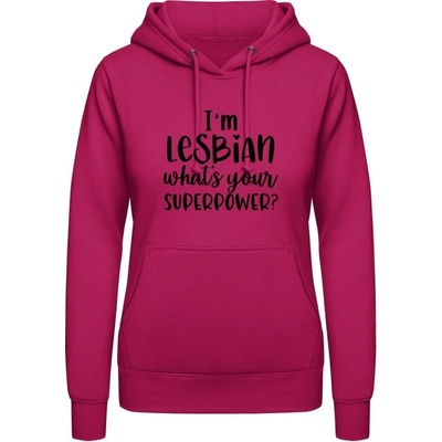 AWDis Hoodie mikina Som lesbička aká je tvoja superschopnosť? zvodná ružová