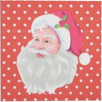 Clayre & Eef Červené puntíkaté ubrousky Santa Claus 33x33 cm 20ks