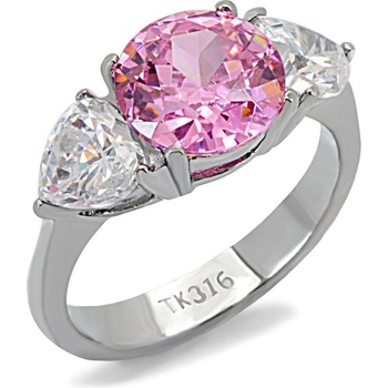 Šperky4U ocelový prsten se růžovým kamenem AL 0104