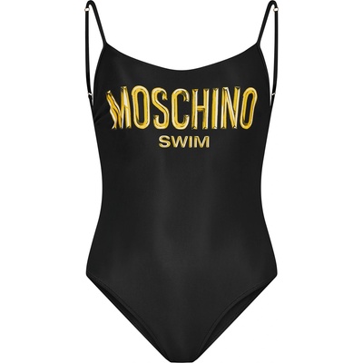 Moschino Logo Backless Swimsuit - Black/Gld 1555