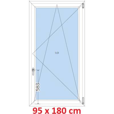 Soft Plastové okno 950 x 1800 mm, otevíravé a sklopné, Zlatý dub