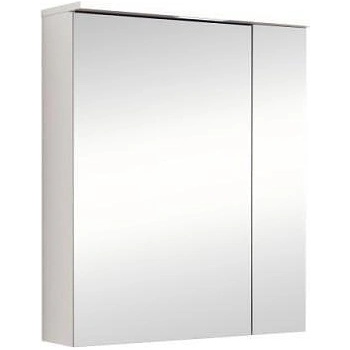 Image 1 of Inter Ceramic Огледален шкаф за баня ALDENE-60 6017-60W, Inter Ceramic, с LED осветление, PVC, бял гланц, 60х70х17см (6017-60W)