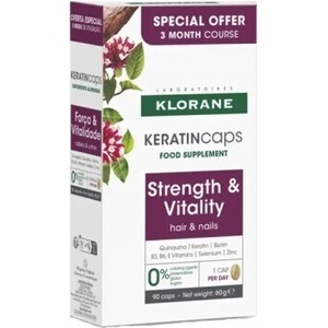 KLORANE Хранителна добавка против косопад , Klorane Keratin Caps Food Supplement Against Hair Loss 90caps