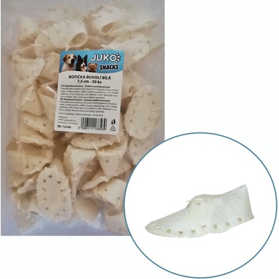 Juko Topánočka z byvolej kože biela Snacks 7,5 cm 50 ks