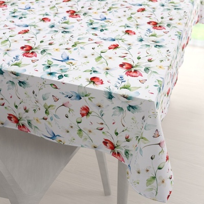 Biante Teflónový obdĺžnikový obrus TF-116 Akvarelové kvety s kolibríkmi na bielom 120x180 cm
