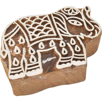 Sanu Babu Vyřezávané razítko Slon palisandr 6,5x5,5cm