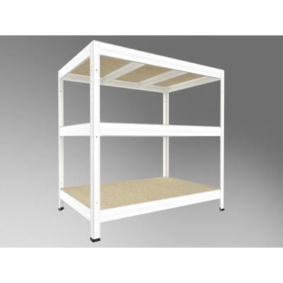Biedrax Regál do domácnosti 50 x 120 x 120 cm, bílý, 3 police OSB 10 mm, nosnost 200 kg na polici