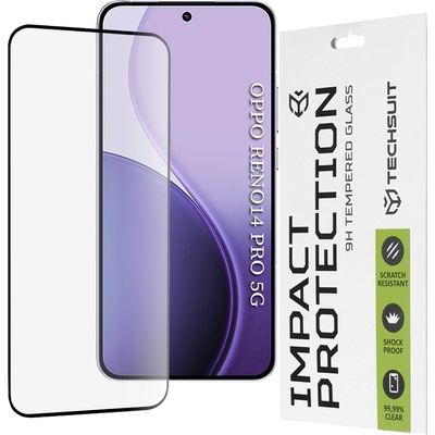 Techsuit Протектор за Oppo Reno14 Pro - Techsuit - 111D Пълно покритие / Пълно лепило от стъкло - Черен