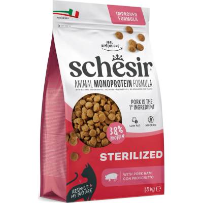 SCHESIR Cat pro kočky sterilizované a s nadváhou se šunkou 1,5 kg