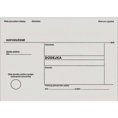 Obálka B6, 125x176 mm, dodejka, bez poučení, bez pruhu, recyklovaná, 1 000 ks