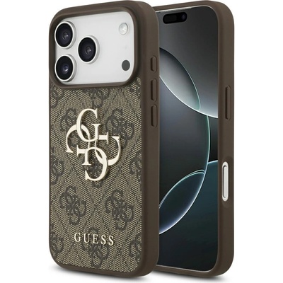 GUESS Предпазен калъф Guess PU 4G Metal Logo за iPhone 17 pro max, кафяв (13927)