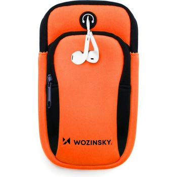 Pouzdro Wozinsky WABOR1 sportovní na rameno s prostupem na sluchátka / 2x kapsa oranžové