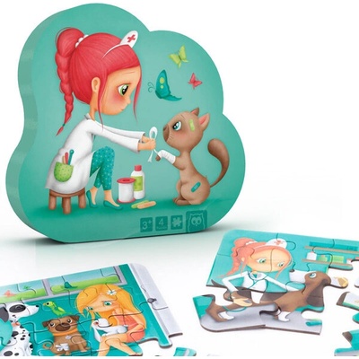 Eurekakids Пъзел, Eurekakids, Ветеринарен кабинет 4 в 1, 6-9-12-16 части (EU68215052844)