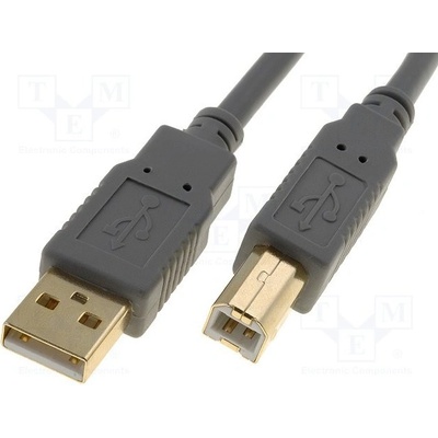 BQ Cable CAB-USBAB/3G USB 2.0, USB A vidlice, USB B vidlice, zlacený, 3m, šedý