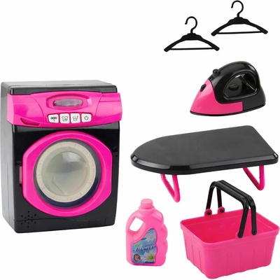 LEAN Toys 25060 Interaktívna práčka s príslušenstvom, svetlami a zvukmi, čierna