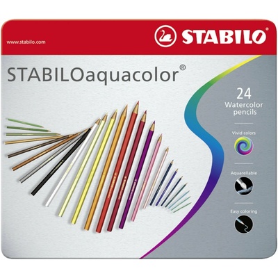 Pastelky STABILO aquacolor, sada 24 ks v kovovém pouzdru