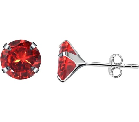 Majya Strieborné náušnice RED RUBY 10504