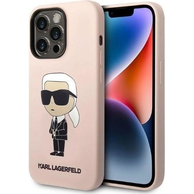 KARL LAGERFELD Кейс Karl Lagerfeld KLHCP14XSNIKBCP за iPhone 14 Pro Max 6.7", твърд, розов / розов, Silicone Ikonik (3666339098643)