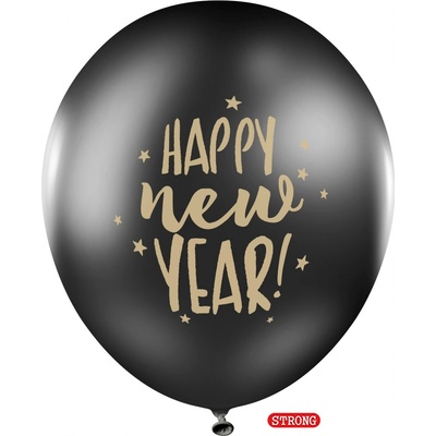 Balónek černý Happy New Year 30 cm strong pastelový