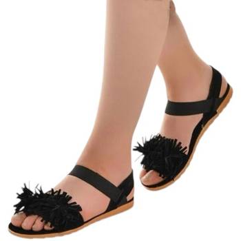 Черни сандали с ресни