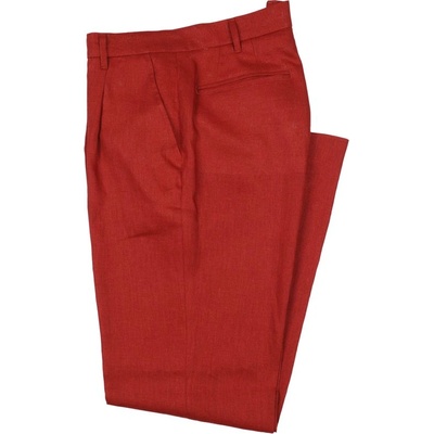 Brooksfield Pleated Linen Trousers - Terracotta - 50/M