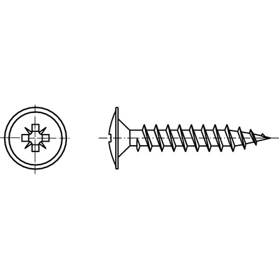 PROFISTYL Univerzální vrut s čočkovou hlavou s límcem, křížovou drážkou POZIDRIVE zinek bílý Varianta: Vrut čočková hlava křížová drážka s límcem ZnB 3x30 – Sleviste.cz