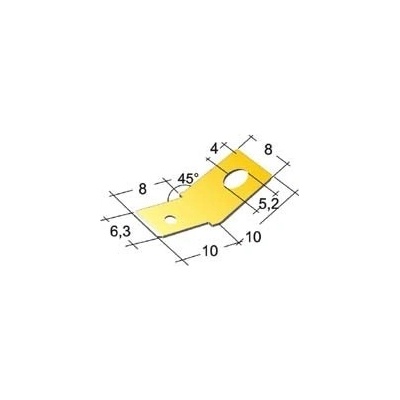 konektor nýtovací 6,3mm 5,2mm otvor -45st
