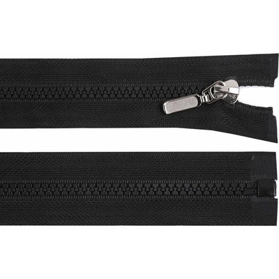 Zip kostěný dělitelný No 5 délka 60 cm - bundový s ozdobným jezdcem barva 322 černá