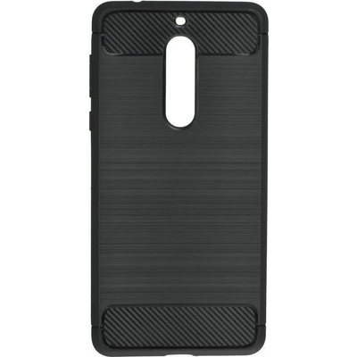 Forcell Противоударен Силиконов Калъф за Nokia 5, Forcell Carbon Case, Черен (5901737866059)