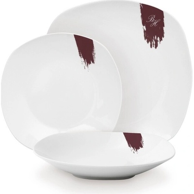 BERLINGERHAUS Jedálenská súprava tanierov Leonardo Collection bielo-bordová 18 ks