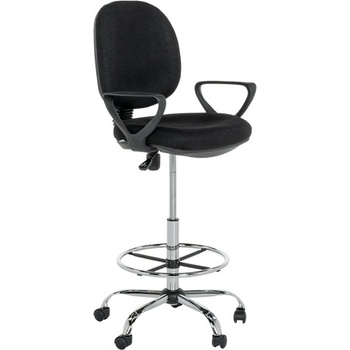 Bittel Работен офис стол Carmen 7551-2, до 100кг, дамаска/мрежа, хромирана база, газов амортисьор, коригиране височина, висок (удължен) газов амортисьор, ринга за крака (стъпенката), черен