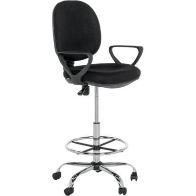 Bittel Работен офис стол Carmen 7551-2, до 100кг, дамаска/мрежа, хромирана база, газов амортисьор, коригиране височина, висок (удължен) газов амортисьор, ринга за крака (стъпенката), черен