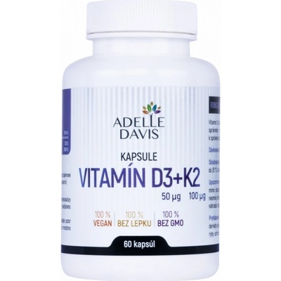 Adelle Davis Vitamín D3 50 mcg + K2 100 mcg 60 kapslí