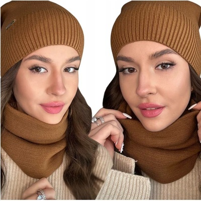 Fashionweek Dámská sada čepice + nákrčník S2917 Camel