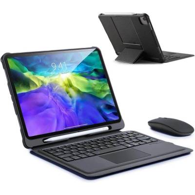 Dux Ducis Wireless Touchpad Keyboard Case - полиуретанов калъф, клавиатура, тракпад и поставка за iPad Pro 11 M1 (2021), iPad Pro 11 (2020), iPad Pro 11 (2018), iPad Air 4 (2020) (черен)