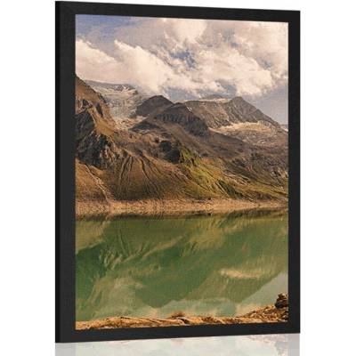 Plakát jezero v horách - 20x30 black