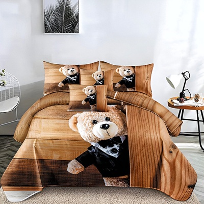Двулицево детско спално бельо 3D, Bear-My friends 160 x 200 cm, 4 части, 19011, Кафяв