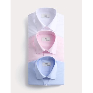Marks & Spencer Риза тесен крой с дълъг ръкав, лесно глаждане, 3 чифта Marks & Spencer синьо Marks & Spencer | Sin | МЪЖЕ | 15