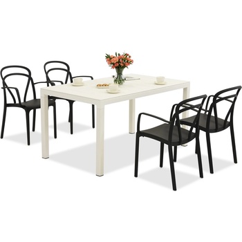 BICA Комплект градински мебели King/Vague в бяло и антрацит за 4 души Bica (BC440BL-4xBC312ANT)