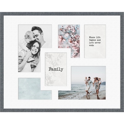 STYLER Рамка за 6 снимки Kyoto с бяло паспарту 40 x 50 см сива (RA-15130)