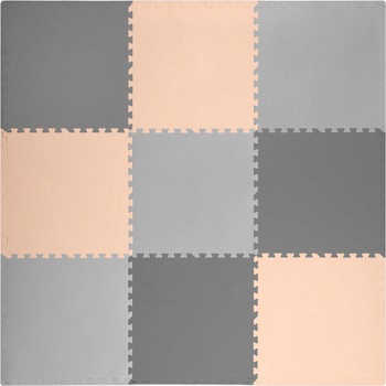 Ricokids Penová podložka na puzzle 180x180cm 9 ks sivá broskyňová