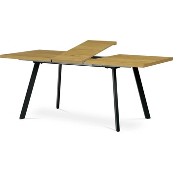 Autronic Jedálenský stôl 140+ 40 x 85 x 75 cm, doska melamín, 3DImitácia divoký dub, kovové nohy, čierny mat HT-780 OAK